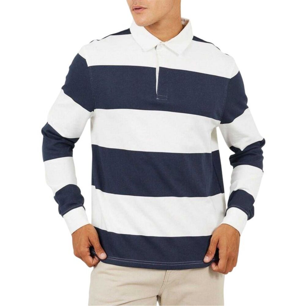Brave Soul Mens Rugby Shirt / Cream/Navy